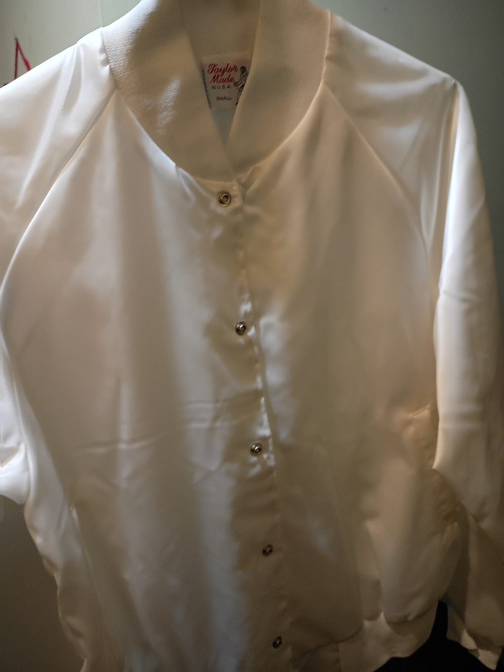 TaylorMade White Satin Bomber Shirt Jacket